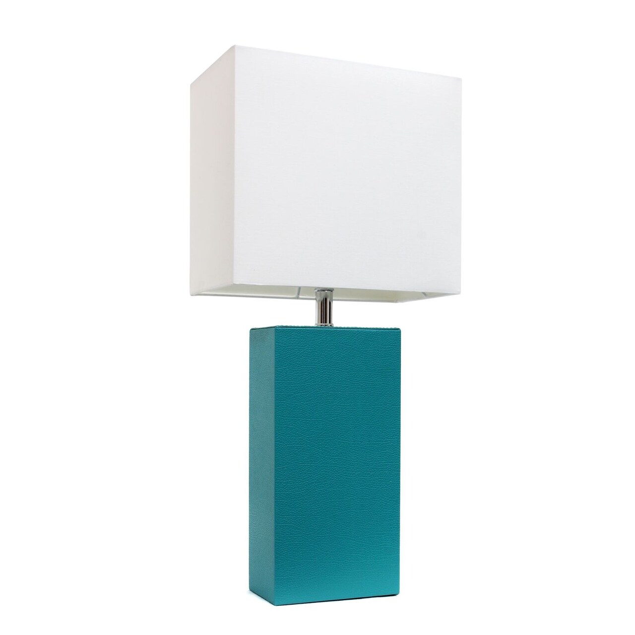 Mod Lighting and Decor Faux Leather Bedside Table Lamp with Shade - 21" - Teal and White